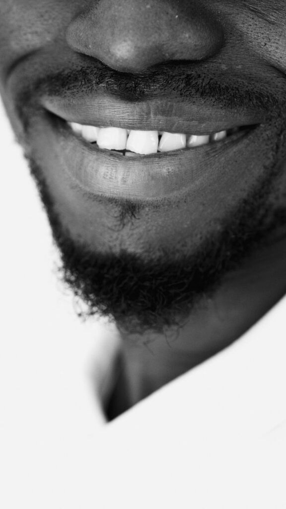 Close-up of a smile with a small gap between the front teeth